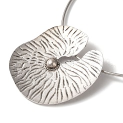 Tibetan Style Alloy Lotus Leaf Pendant Necklaces for Women&nbsp;NJEW-Q343-01AS