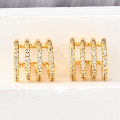 Brass Micro Pave Clear Cubic Zirconia Cuff Earrings&nbsp;EJEW-K309-03G