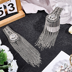Teardrop Iron Chain Tassel with Rhinestone Epaulettes&nbsp;AJEW-WH20006-326C-P