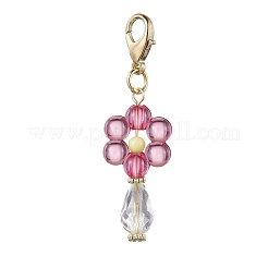 花のアクリルペンダント装飾  合金製ロブスター クロー クラスプ チャーム バッグ キーチェーン 装飾品  ミックスカラー  51.5x15.5x8mm&nbsp;HJEW-JM01879