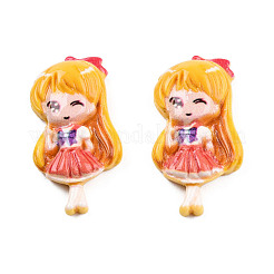 オペーク樹脂カボション  女の子  ゴールド  24x12.5x4.5mm&nbsp;CRES-N018-050