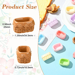 28個7色不透明樹脂カボション  編まれたバスケット  DIY クラフト ヘアクリップ作り用  ミックスカラー  34.5x25x18.5mm  4個/カラー&nbsp;RESI-CJ0004-67