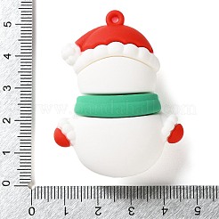 クリスマステーマのPVCプラスチックペンダント  雪だるま  50x38.5x22mm  穴：2mm&nbsp;LS-FIND-I059-01F