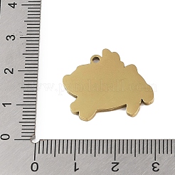 ステンレスペンダント201個  翼のある豚のチャーム  ゴールドカラー  20x22.5x1.5mm  穴：1mm&nbsp;STAS-C095-26G