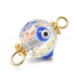 Transparent Evil Eye Glass Connector Charms&nbsp;PALLOY-JF02209