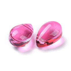 透明ガラスビーズ  トップドリルビーズ  ティアドロップ  濃いピンク  9x6x5mm  穴：1mm&nbsp;GGLA-M004-05A-08