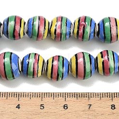 手作りの陶器ビーズ  手描き  ファミーユは磁器バラ  ストライプラウンド  カラフル  1.6x11.5mm  穴：1.6mm  340~353mm&nbsp;PORC-G002-35C