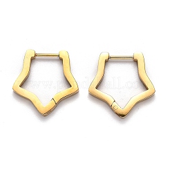 304ステンレススチール製スターハギーフープピアス  ゴールドカラー  18x18x3mm  ピン：1mm&nbsp;STAS-H156-06G