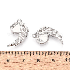 304ステンレススチールペンダントカボションセッティング  ハートの翼  ステンレス鋼色  トレイ：5.5x6mm  22x13x3mm  穴：1.4mm&nbsp;X-STAS-N114-28P