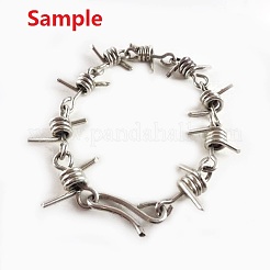 変色しにくい304ステンレススチール製バーブワイヤー金具  バーブワイヤーブレスレット作成用  ステンレス鋼色  3.5x3mm&nbsp;STAS-P196-24