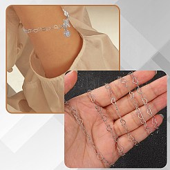 10m 304ステンレススチールハートリンクチェーン  スプールで  ハンダ付け  30個の丸カン付き  10個のカニカン  ステンレス鋼色  4.5x6.5x0.3mm&nbsp;STAS-SZ0003-37