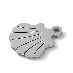 304ステンレススチールチャーム  シェルチャーム  レーザー切断  変色防止  ステンレス鋼色  11x8.5x1mm  穴：1.2mm&nbsp;LS-STAS-E501-03P
