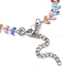 Enamel Ear of Wheat Link Chains Bracelet&nbsp;BJEW-H585-01P
