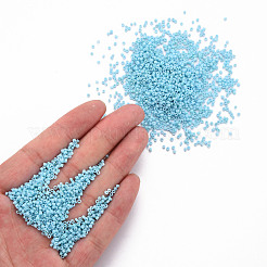 ガラスシリンダービーズ  シードビーズ  不透明色  丸い穴  ライトスカイブルー  1.5~2x1~2mm  穴：0.8mm  約8000個/袋  約1ポンド/バッグ&nbsp;SEED-S047-K-004