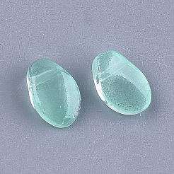 透明スプレー塗装ガラスチャーム  ティアドロップ  ミディアムアクアマリン  8.5x6x4.5mm  穴：0.8mm&nbsp;GLAA-S183-05B