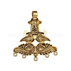 チベット風合金シャンデリアコネクターパーツ  藩主のガネーシャ  アンティーク黄金  59.5x54.5x5mm  穴：5mm&nbsp;TIBE-L011-054AG