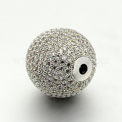 Brass Micro Pave Cubic Zirconia Round Beads&nbsp;ZIRC-M039-13-RS