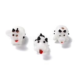 手作りランプワークビーズ連売り  漫画の牛  ホワイト  14~18x13~16.5x19.5~23.5mm  穴：2mm  約25個/連  11.42インチ（29cm）&nbsp;LAMP-I022-21