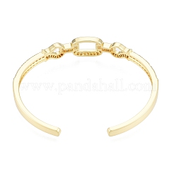 Cubic Zirconia Oval & Fish Open Cuff Bangle&nbsp;BJEW-G651-06G-01