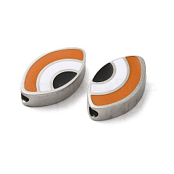 304ステンレススチールビーズ  エナメル  ステンレス鋼色  目  チョコレート  8x13.5x3mm  穴：1.8mm&nbsp;STAS-C074-09P-03
