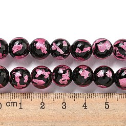 手作りシルバー/金箔lampworkビーズ連売り  ラウンド  パールピンク  10.5~11x10mm  穴：1.5~1.6mm  約50個/連  19.53インチ（49.6cm）&nbsp;LAMP-L079-07A