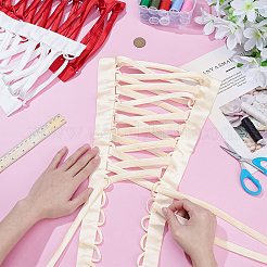 女性用ウェディングドレスジッパー交換用1セット  調節可能なフィット サテン コルセット バック キット  レースアップ フォーマルウエディングドレス  ベージュ  480x45x3mm&nbsp;DIY-NB0013-32A