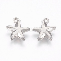 変色しにくい201ステンレススチールペンダント  スター  ステンレス鋼色  13.5x12x3mm  穴：1.4mm&nbsp;STAS-O118-08P