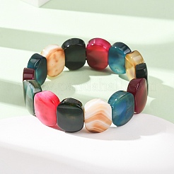 Oval Natural Banded Agate(Dyed & Heated) Beaded Stretch Bracelets for Women Men&nbsp;GG-CBA9ACE-A13