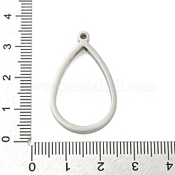変色しない304ステンレススチールレーザーカットペンダント  ティアドロップチャーム  ステンレス鋼色  32x20x2.8mm  穴：2mm&nbsp;STAS-U009-05A-P