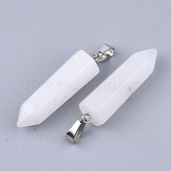 Natural White Jade Point Pendants&nbsp;G-R220-34R