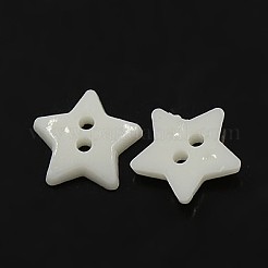 アクリルボタン  2穴  染め  スター  ホワイト  12x2mm  穴：1mm&nbsp;BUTT-E053-01