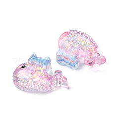 透明エポキシ樹脂デコデンカボション  スパンコール付き  蝶結びの魚  19x25.5x8mm&nbsp;CRES-I030-03A