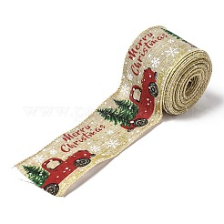Christmas Theme Polyester Imitation Linen Ribbon&nbsp;OCOR-M008-01B