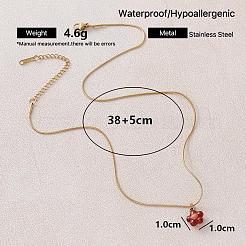 Vintage European 304 Stainless Steel Enamel Red Flower Pendant Necklaces for Women&nbsp;AZ4977