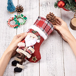 クリスマステーマの不織布バッグ  キャンディ保存用品  クリスマスの靴下  サンタクロース  29x16x2.2cm&nbsp;ABAG-TAC0005-03B