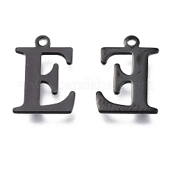 304ステンレススチールチャーム  レーザー切断  アルファベット  電気泳動黒  文字.e  12x9x0.8mm  穴：1mm&nbsp;STAS-H112-E-EB