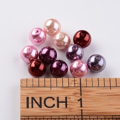 ガラスパールビーズセット  バレンタインミックス  環境に優しい  ラウンド  染め  ミックスカラー  8mm  穴：0.7~1.1mm  約200個/箱。&nbsp;HY-JP0001-03-M