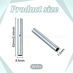 鉄製キャンプテントポール修理用スプリントチューブ60個  プラチナ  62x8.5mm  内径：7.5mm&nbsp;IFIN-BC0001-25A