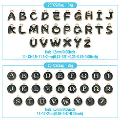 アルファベットの頭文字 a～z 合金エナメルチャーム  ブラック  11~14x6.5~12x2mm  穴：1.5mm&nbsp;ENAM-TA0003-58