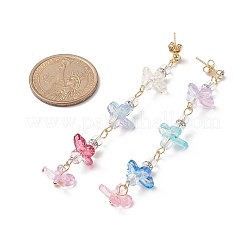 Natural Quartz Crystal & Glass Butterfly Beaded Dangle Stud Earrings&nbsp;EJEW-JE05197