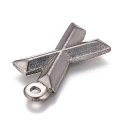変色しにくい304ステンレススチールペンダント  アルファベット  文字.x  16x9x2mm  穴：1.2mm&nbsp;STAS-H119-01P-X