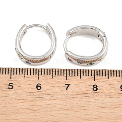 Brass Micro Pave Cubic Zirconia Hoop Earrings&nbsp;KK-CBA8324-01P