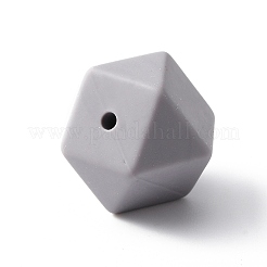 食品グレードの環境に優しいシリコーンビーズ  六角  銀  17x23x22mm  穴：2mm&nbsp;LS-SIL-TAC0002-04B