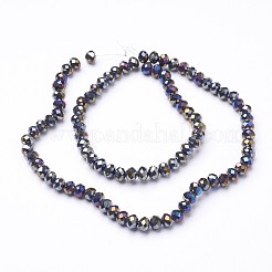 電気メッキガラスビーズセット  多面カット  ロンデル  ミックスカラー  6x4mm  穴：1mm  約85~88個/連  16.1~16.5インチ（41~42cm）&nbsp;X-EGLA-D020-6x4mm-37