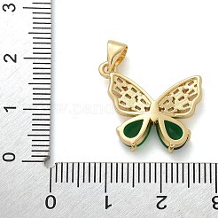 真鍮製ガラスチャーム  蝶  ラックめっき  長持ちメッキ  鉛フリー＆カドミウムフリー  18KGP本金メッキ  多面カット  ミックスカラー  17x20x4mm  穴：4.5x3.5mm&nbsp;KK-M319-03G