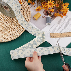 Polyester Jacquard Flower Ribbon for Clothing Accessories&nbsp;OCOR-WH0090-73B