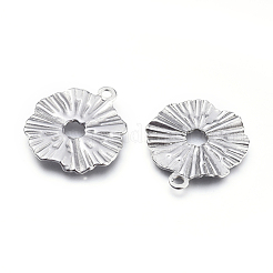 変色しにくい304ステンレススチールペンダント  中空  蓮の葉  ステンレス鋼色  20.5x18.5x1.5mm  穴：1.5mm&nbsp;STAS-F240-02P