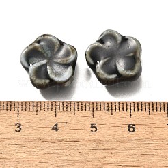 手作りの陶器ビーズ  花  ブラック  14.5x15x6.5mm  穴：2mm&nbsp;PORC-H013-02-10
