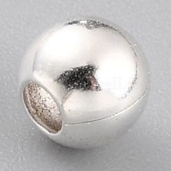 真鍮製スペーサービーズ  長持ちメッキ  ラウンド  925銀メッキ  4x3.5mm  穴：1.2~1.3mm&nbsp;KK-O133-010C-S-01
