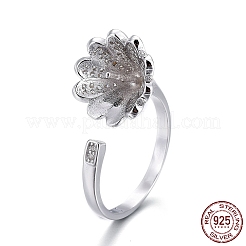 Rhodium Plated 925 Sterling Silver Cuff Rings&nbsp;STER-F048-02P